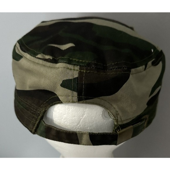 Leader LOGA Camo Hat Adjustable Distressed Rhinestone Football Brim Cotton Cap - Picture 4 of 5